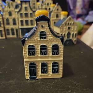 KLM Collectable Ceramic House Figurine with Blue Accents #5